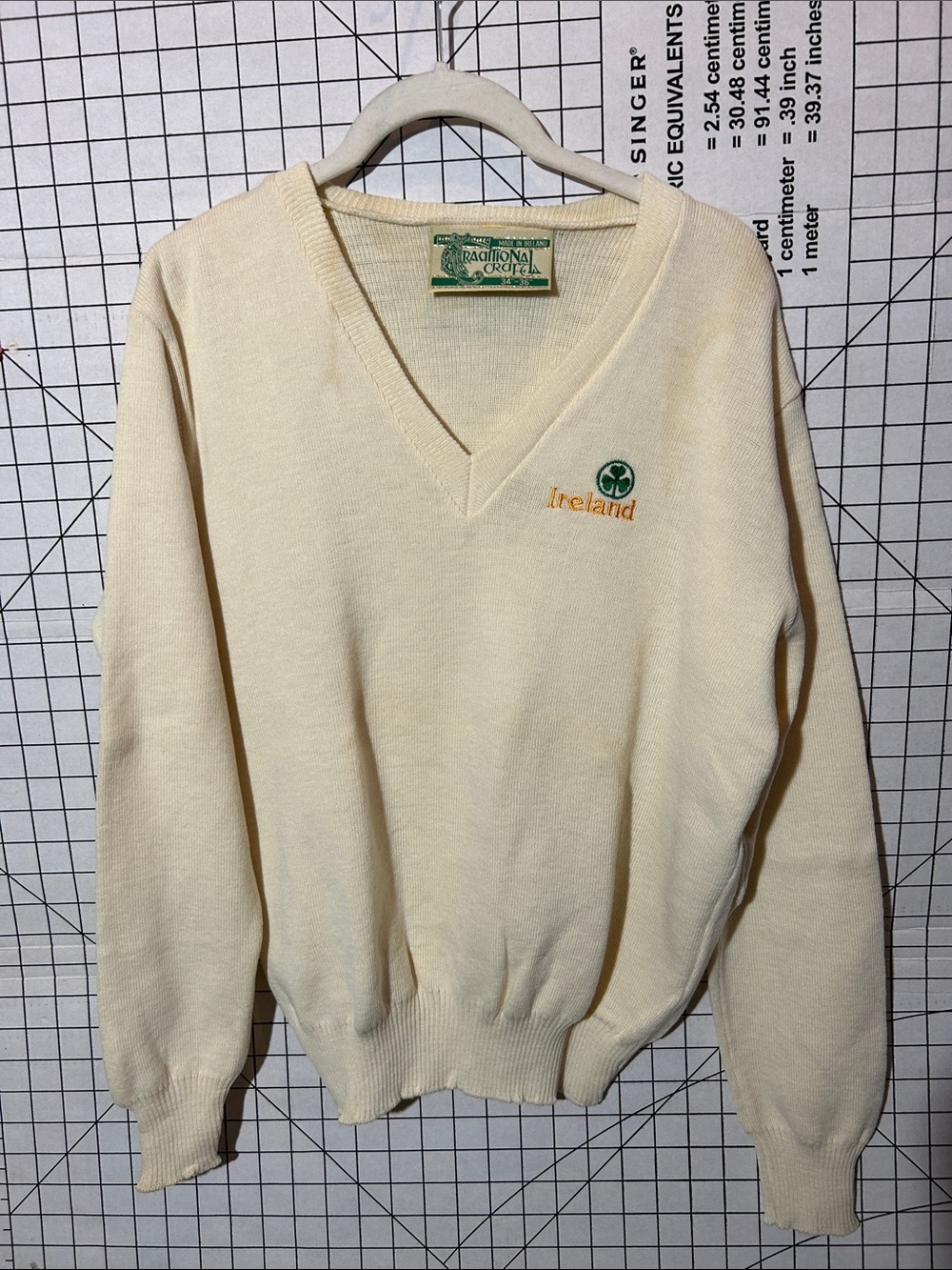 Ireland Embroidered V-Neck Sweater - Cream